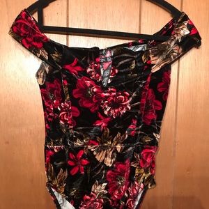 Nasty Gal Velvet floral body suit